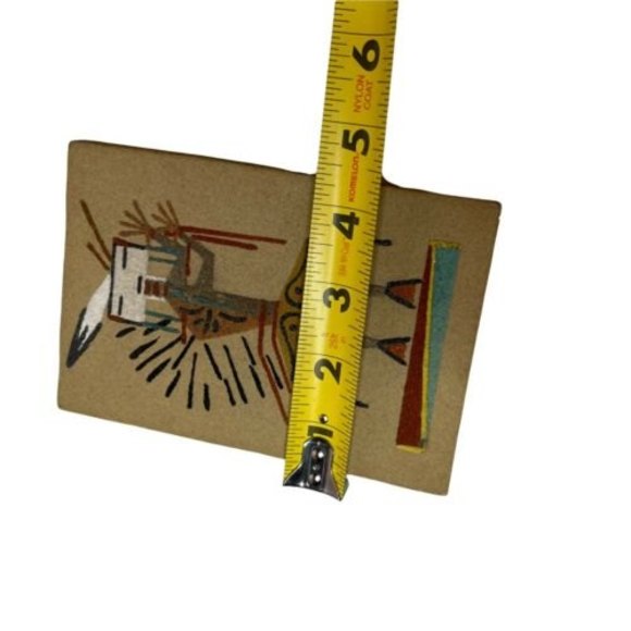 Camel God Navajo Sand Art Signed Futi Framed 4 X 6” Tile Particle Board - Picture 4 of 5